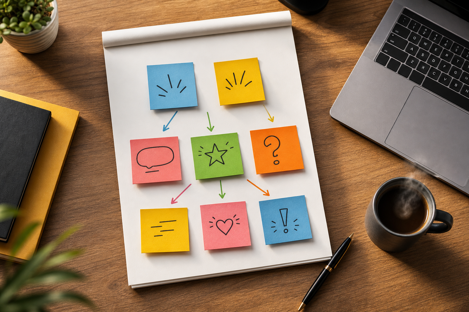 visual guide to seven hook formulas with examples in sticky notes